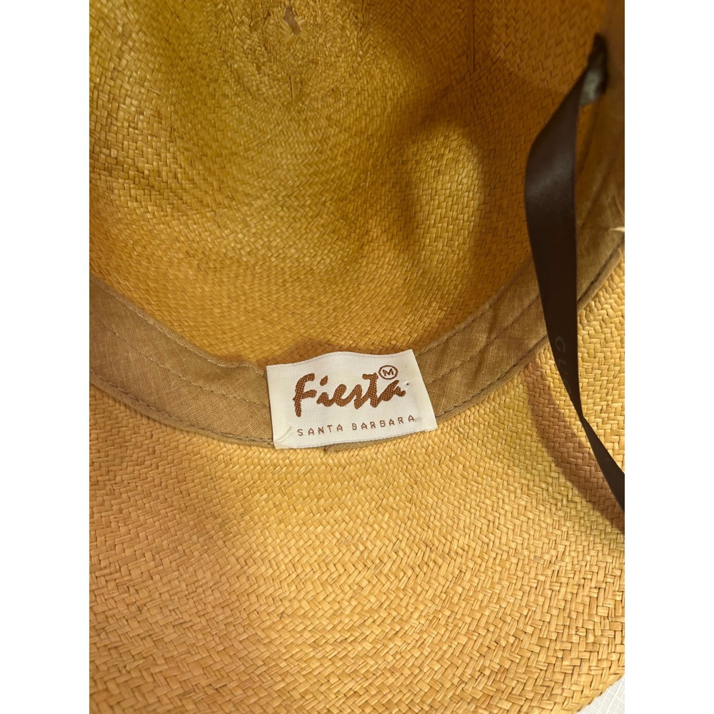 Fiesta Straw Sun Hat M Tan Wide Brim Gucci Ribbon Womens View 3